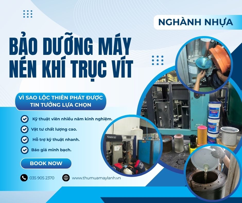 Bảo Dưỡng Máy Nén Khí Trục Vít Cho Nhà Máy Nhựa: Quy Trình, Giải Pháp Và Kinh Nghiệm Thực Tế