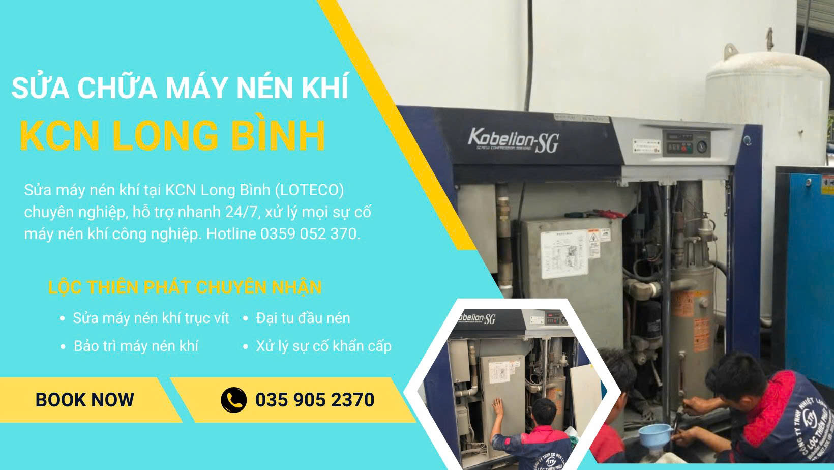 Sửa Máy Nén Khí Tại Khu Công Nghiệp Long Bình (LOTECO) – Dịch Vụ Chuyên Nghiệp, Hỗ Trợ Nhanh 24/7