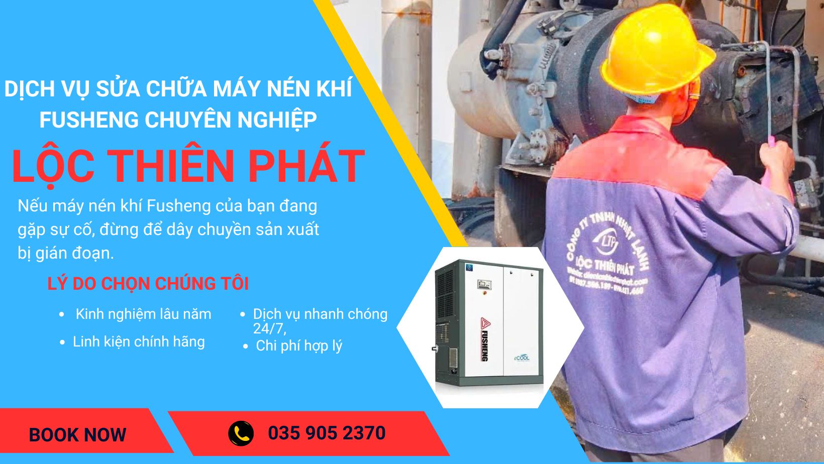 DỊCH VỤ SỬA CHỮA MÁY NÉN  FUSHENG CHUYÊN NGHIỆP – LỘC THIÊN PHÁT